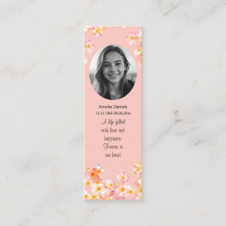 Pretty Wildflower Photo Funeral Mini Bookmark Calling Card