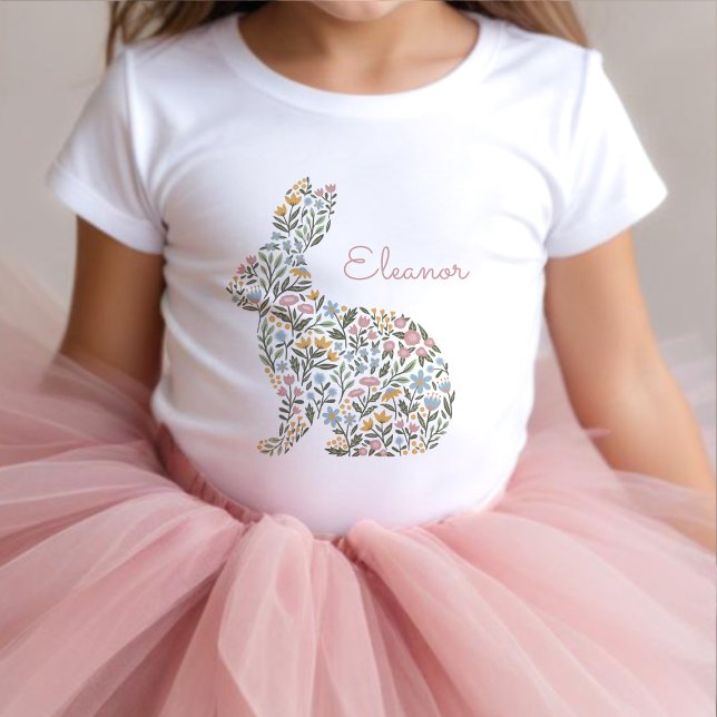 Pretty Wildflower Rabbit Easter Spring Name Toddler T-Shirt (Creator Uploaded)