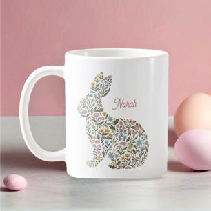 Pretty Wildflower Rabbit Personalized Easter  Coffee Mug