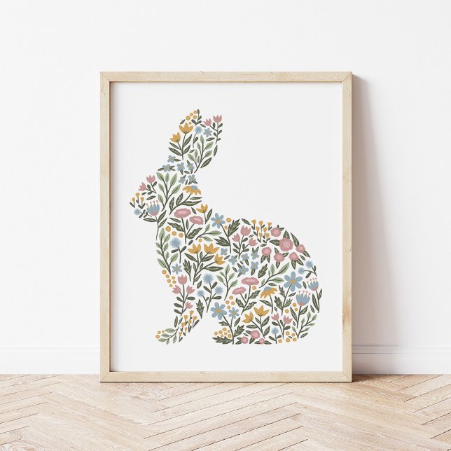 Pretty Wildflower Rabbit Spring Art Poster (Creator Uploaded)