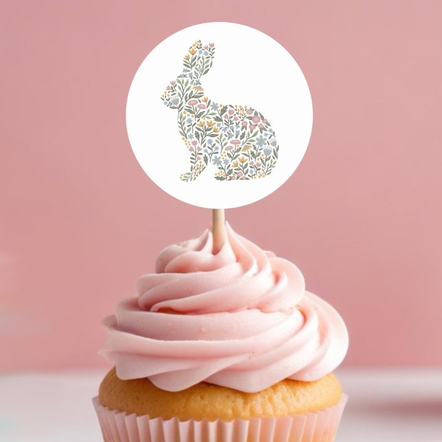 Pretty Wildflower Rabbit Spring Easter  Classic Round Sticker (Creator Uploaded)