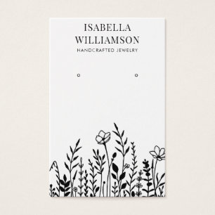 Pretty Wildflower Sketch Earring Display Cards