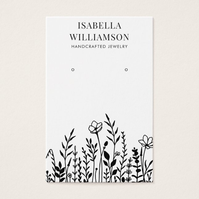 Pretty Wildflower Sketch Earring Display Cards (Front)