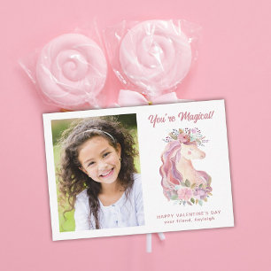 Pretty Wildflower Unicorn Photo Valentine Card