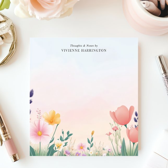 Pretty Wildflower Watercolor Meadow Personalised Notepad (Creator Uploaded)