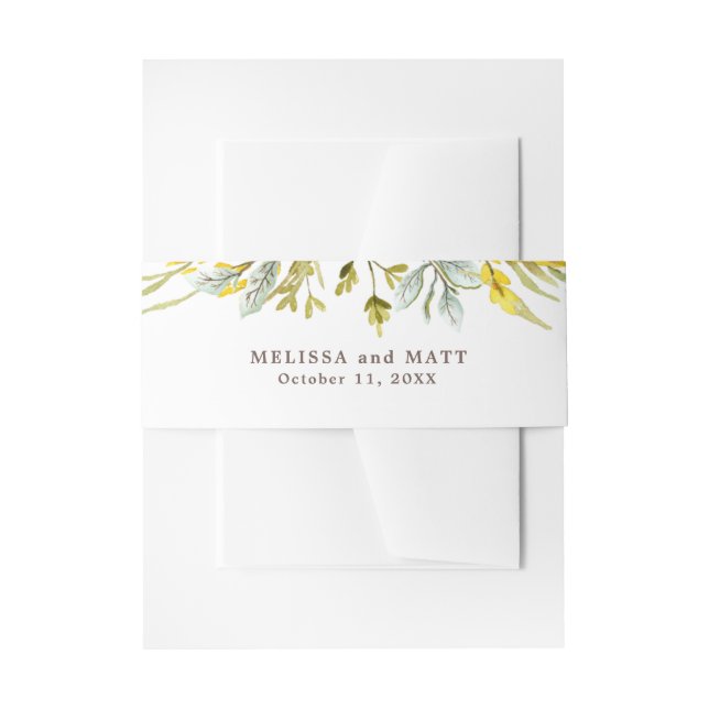 Pretty Wildflower Watercolor Romantic Wedding Invitation Belly Band (Front Example)