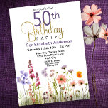 Pretty Wildflowers 50th Birthday Invitation<br><div class="desc">Pretty Wildflowers 50th Birthday Invitation For Women. Easy To Change The Sample Text To Your Own By Clicking Personalise This Template. Click Edit In Design Tool To Change The Font Type, Font Colour, Font Size, Or To Add/Delete/Change The Text Or Design Elements. This Birthday Invitation Is Available For The 30th,...</div>