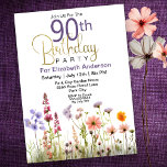 Pretty Wildflowers 90th Birthday Invitation<br><div class="desc">Pretty Wildflowers 90th Birthday Invitation For Women. Easy To Change The Sample Text To Your Own By Clicking Personalise This Template. Click Edit In Design Tool To Change The Font Type, Font Colour, Font Size, Or To Add/Delete/Change The Text Or Design Elements. This Birthday Invitation Is Available For The 30th,...</div>