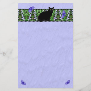 Pretty Wildflowers and Cat Stationary Stationery