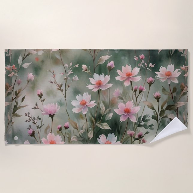 Pretty Wildflowers Beach Towel (Front)
