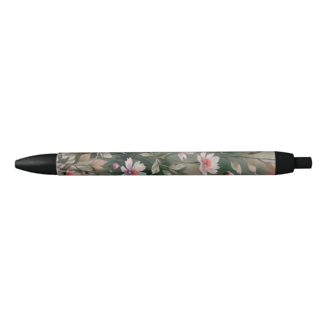 Pretty Wildflowers Black Ink Pen (Front)
