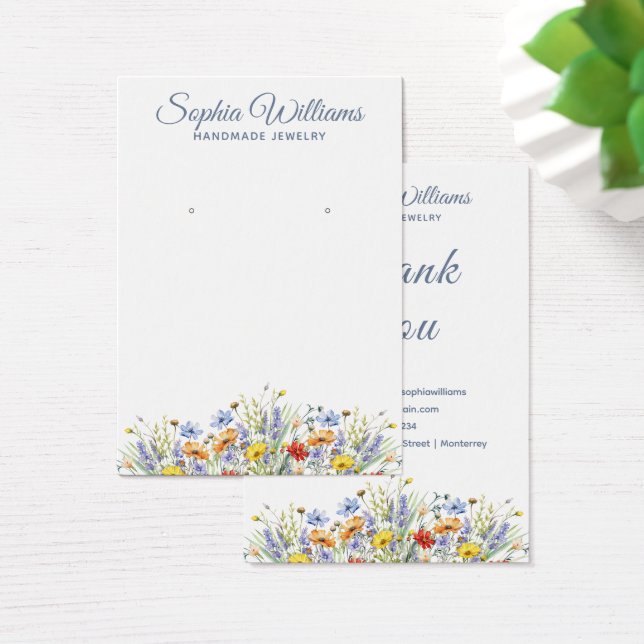 Pretty Wildflowers Boarder Earring Display Card (Desk)