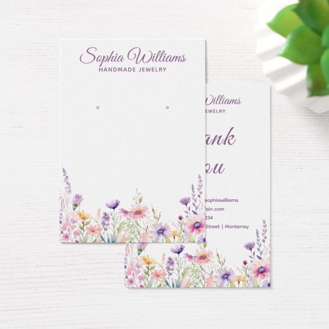 Pretty Wildflowers Boarder Earring Display Card (Desk)