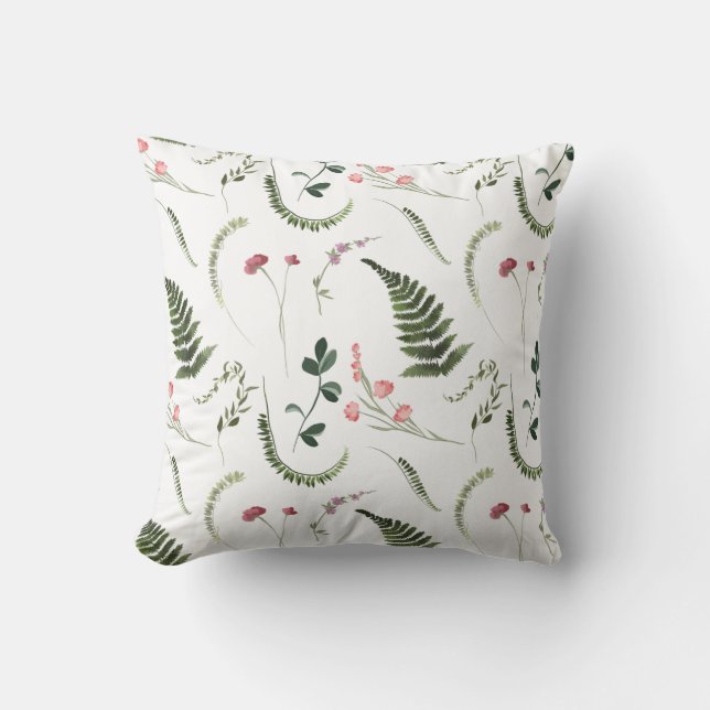 Pretty Wildflowers Botanical Pattern Cushion (Front)