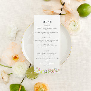 Pretty Wildflowers Cottagecore Wedding Menu