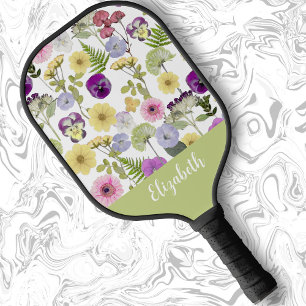 Pretty wildflowers feminine style gift for mum pickleball paddle