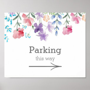 Pretty Wildflowers Garden Wedding Parking Sign