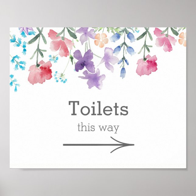 Pretty Wildflowers | Garden Wedding Toilets Sign (Front)