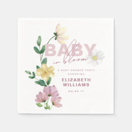 Pretty Wildflowers in Bloom Baby Shower Napkin