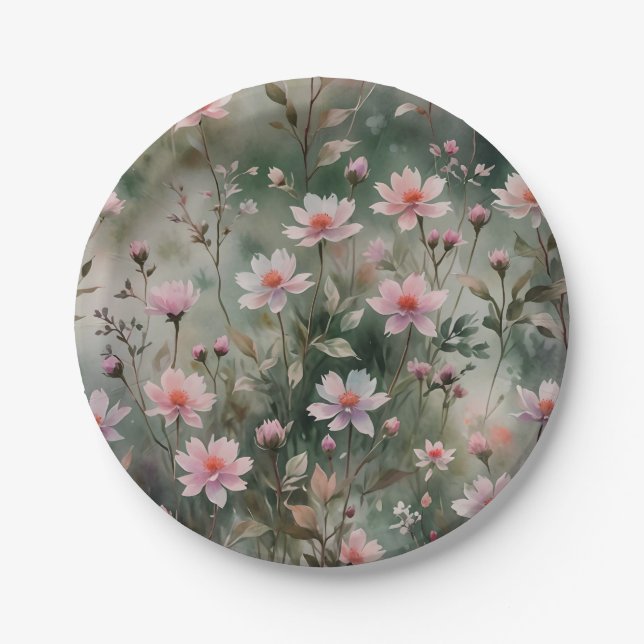 Pretty Wildflowers Paper Plate (Front)