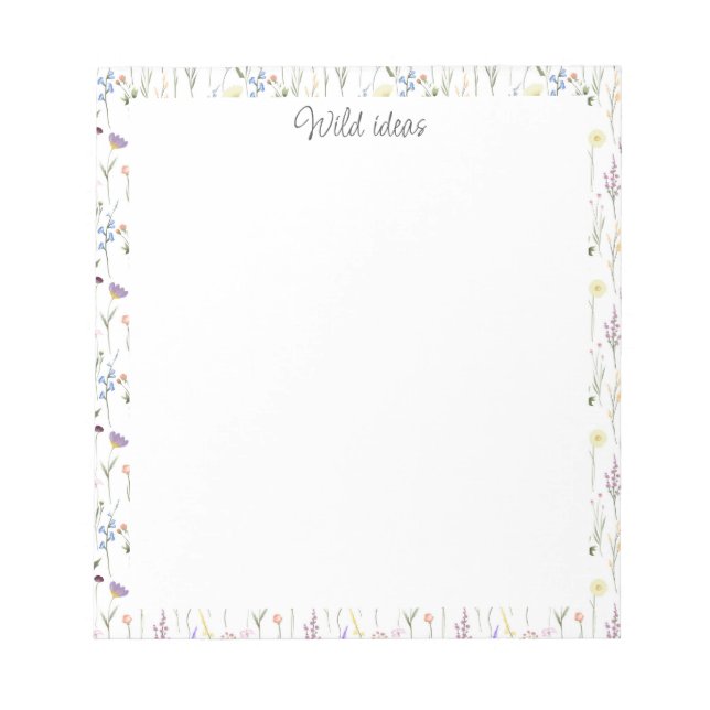 Pretty Wildflowers Personalised Wild Ideas  Notepad (Front)