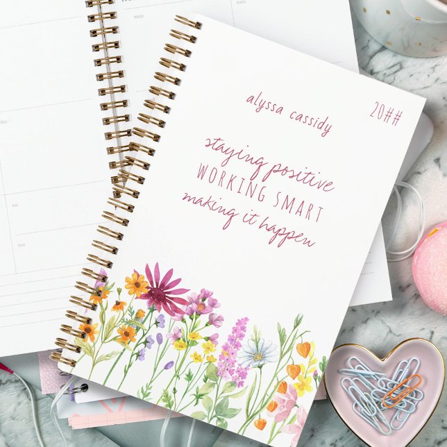 Pretty Wildflowers Positivity Quote Personalised Planner (Creator Uploaded)