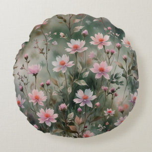Pretty Wildflowers Round Cushion