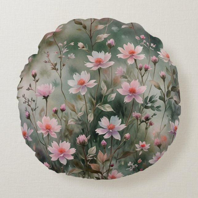 Pretty Wildflowers Round Cushion (Front)
