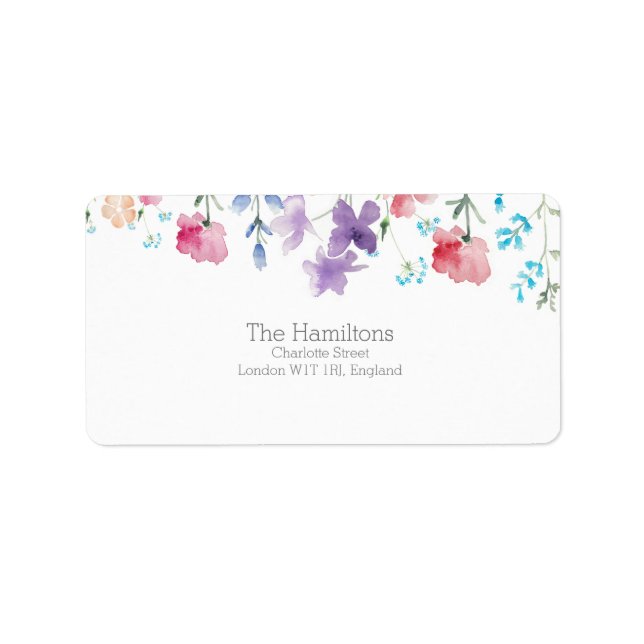 Pretty Wildflowers Rustic Wedding Address Label (Front)