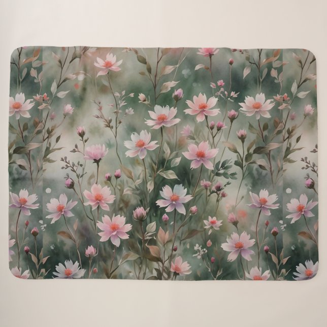 Pretty Wildflowers Sherpa Blanket (Front (Horizontal))