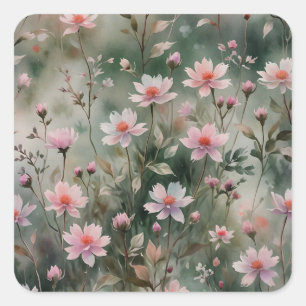 Pretty Wildflowers Square Sticker