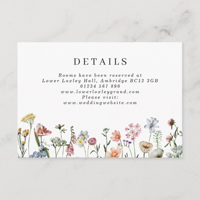 Pretty Wildflowers Wedding Enclosure Card (Front)