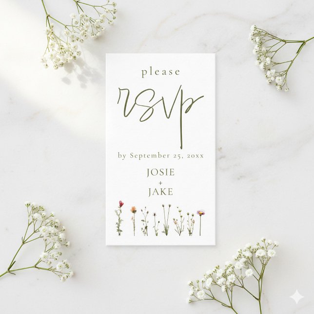 Pretty wildflowers wedding rsvp enclosure card (Delicate wildflowers rsvp wedding enclosure card.)