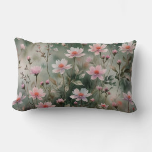 Pretty Wildflowers With Solid Back  Lumbar Cushion