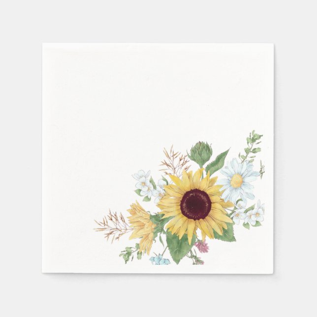 Pretty Wildflowers with Sunflower and Daisy  Napkin (Front)