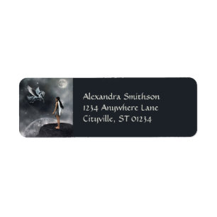 Pretty Winged Fairy and Flying Horse Return Address Label