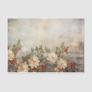 Pretty Winter Flowers and Berries Christmas Tissue Paper