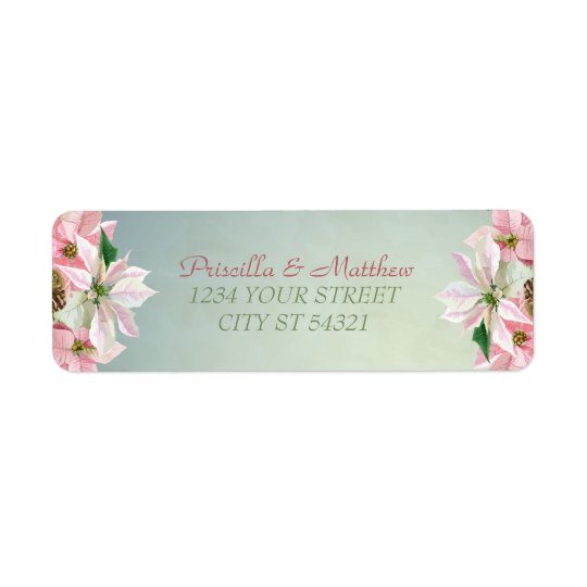Pretty Winter Pine & Poinsettia Address Labels