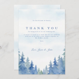 Pretty winter pine trees wedding table thank you