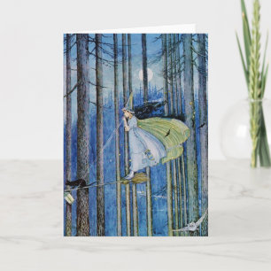Pretty Witch and Black Cat Card