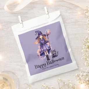 Pretty Witch and Black Cat Happy Halloween Favour Bag