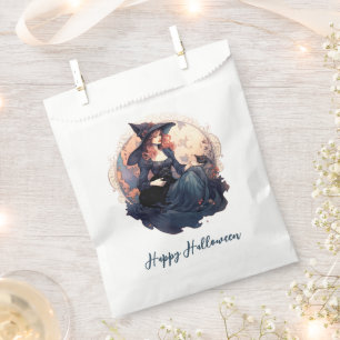 Pretty Witch and Cute Black Cat Happy Halloween Favour Bag