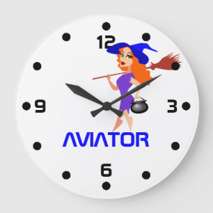 Pretty witch Aviator customisable Large Clock
