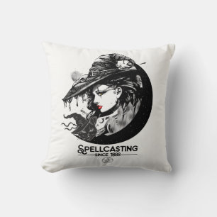 Pretty Witch & Black Cat Wiccan Wicca Spellcasting Cushion