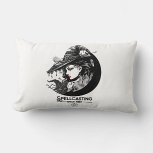 Pretty Witch & Black Cat Wiccan Wicca Spellcasting Lumbar Cushion