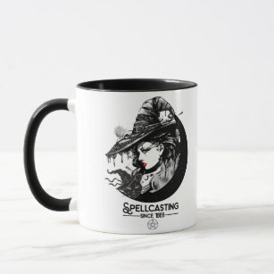 Pretty Witch & Black Cat Wiccan Wicca Spellcasting Mug