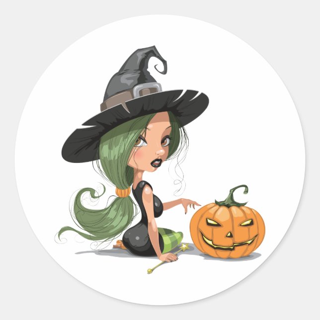 Pretty Witch Classic Round Sticker (Front)