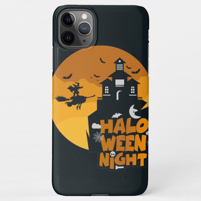 Pretty Witch Flying Broom against Full moon   iPhone Case (Back)