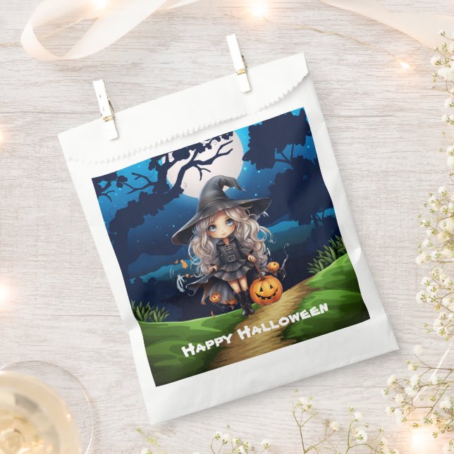 Pretty Witch in The Forest Happy Halloween Favour Bag (Clipped)