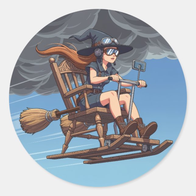 Pretty Witch Pilot Classic Round Sticker (Front)